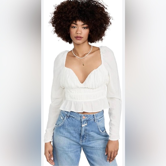 Free People Tops - 🆕 Free People Chloe puff sleeve Blouse in White